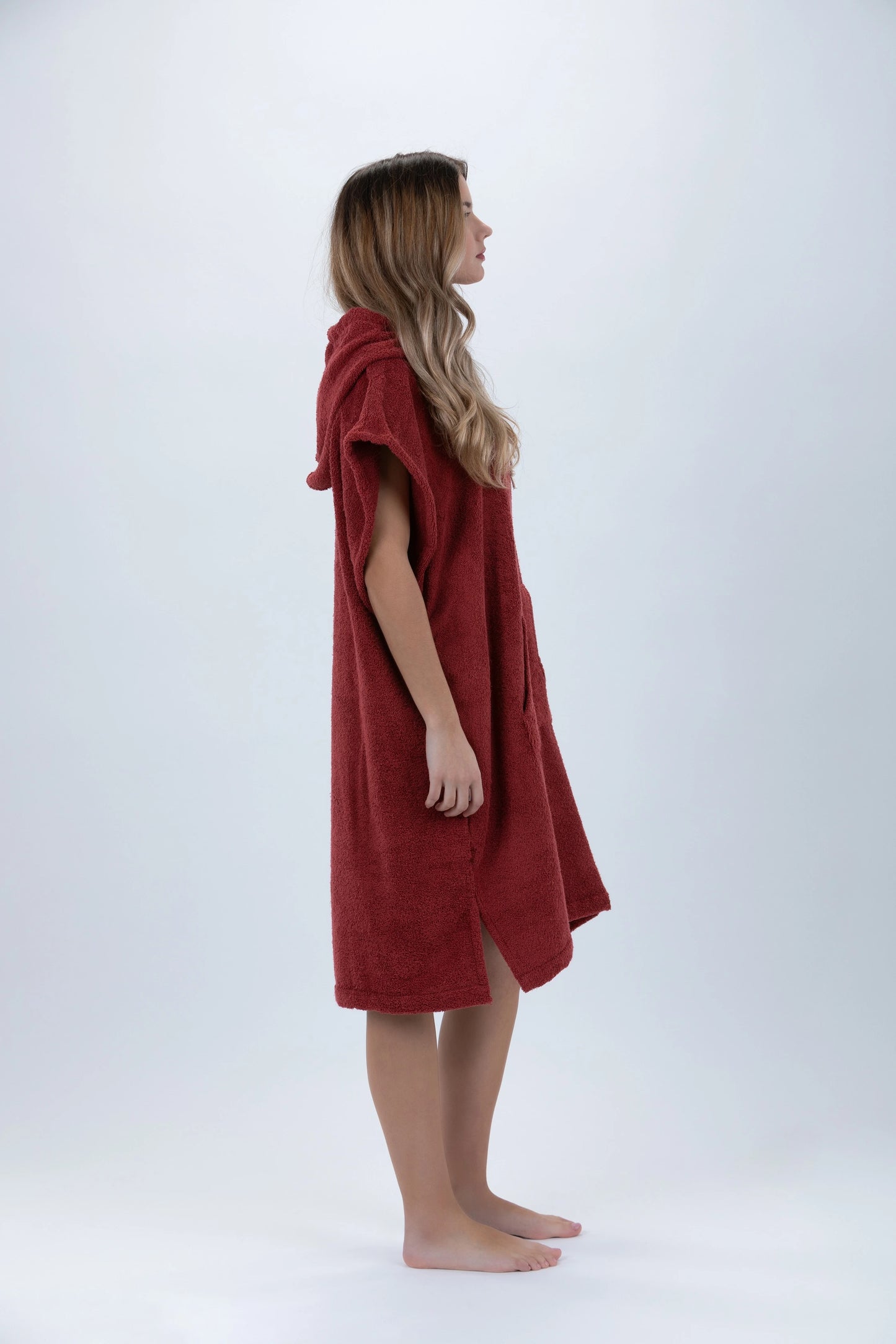 Poncho Surf Bordeaux - Taglia Media - Cotone - senza maniche