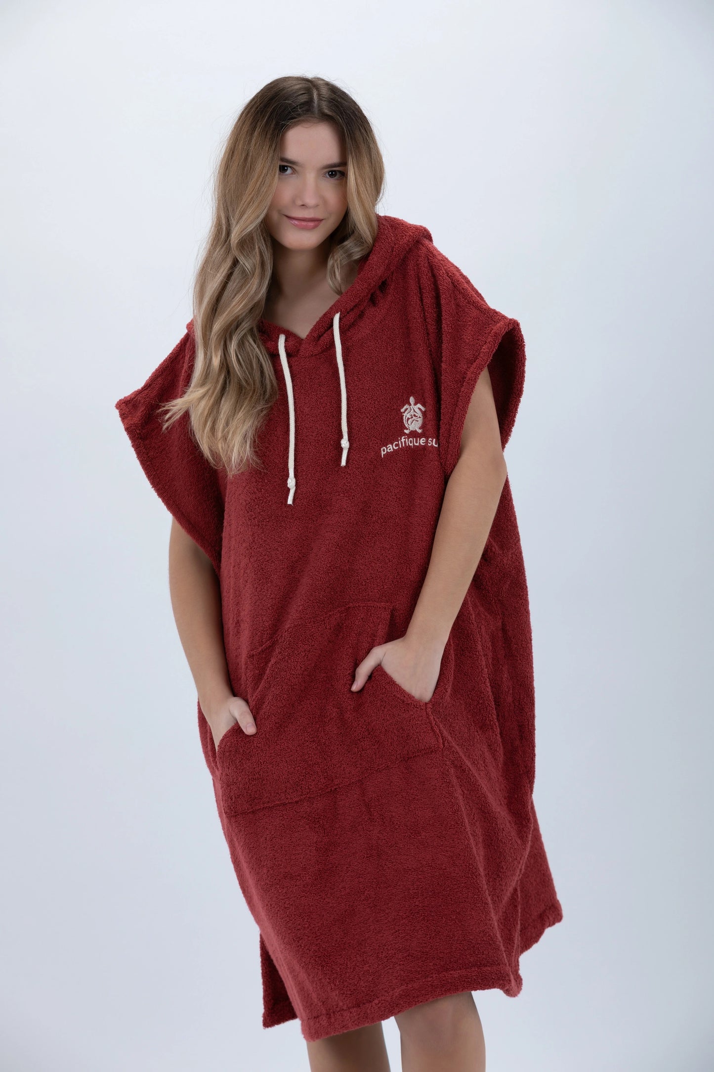 Poncho Surf Bordeaux - Taglia Media - Cotone - senza maniche