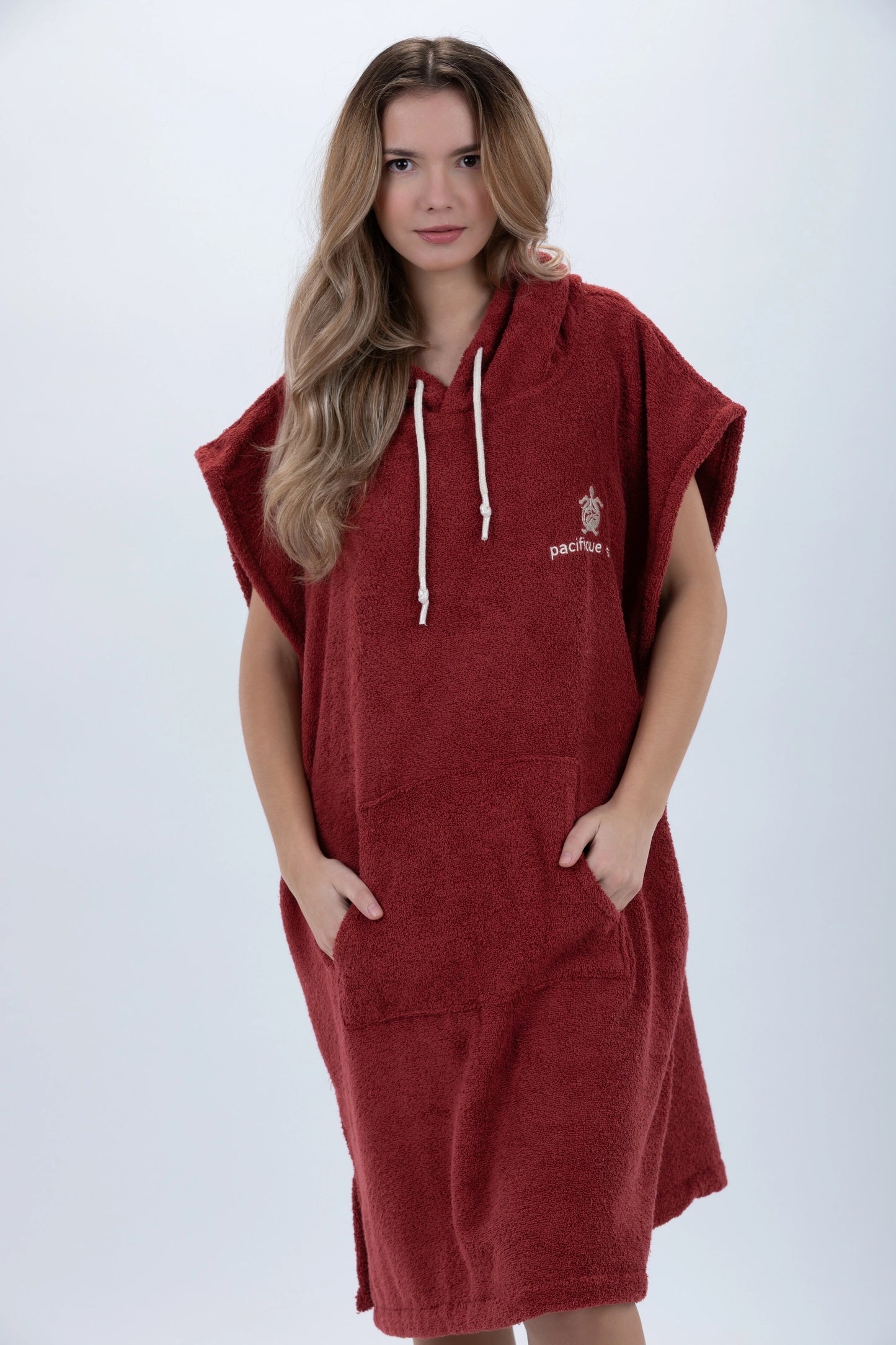 Poncho Surf Bordeaux - Taglia Media - Cotone - senza maniche