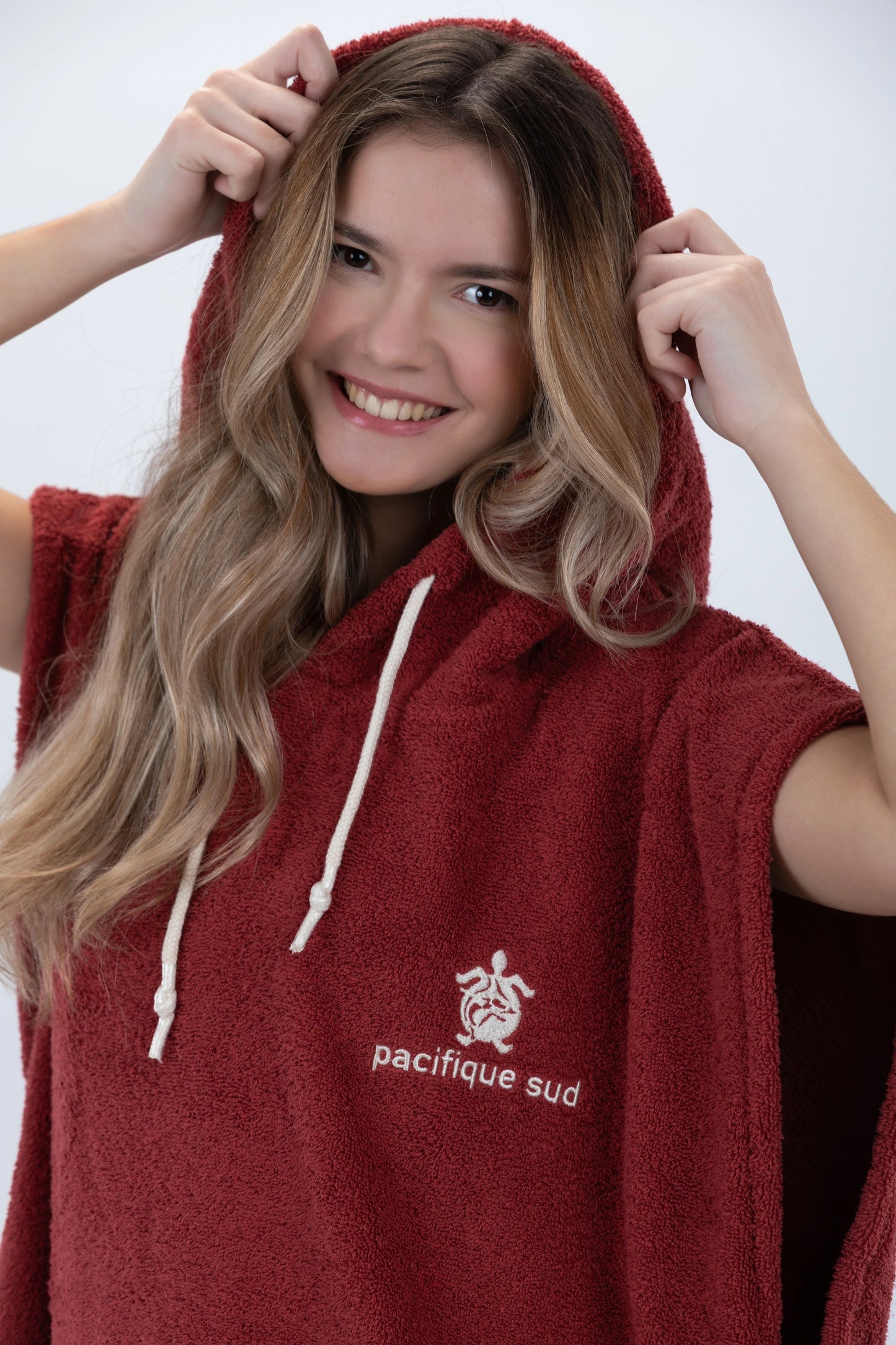 Poncho Surf Bordeaux - Taglia Media - Cotone - senza maniche
