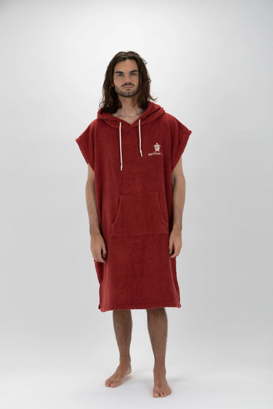 Poncho Surf Bordeaux - Större Storlek - Bomull - utan ärmar