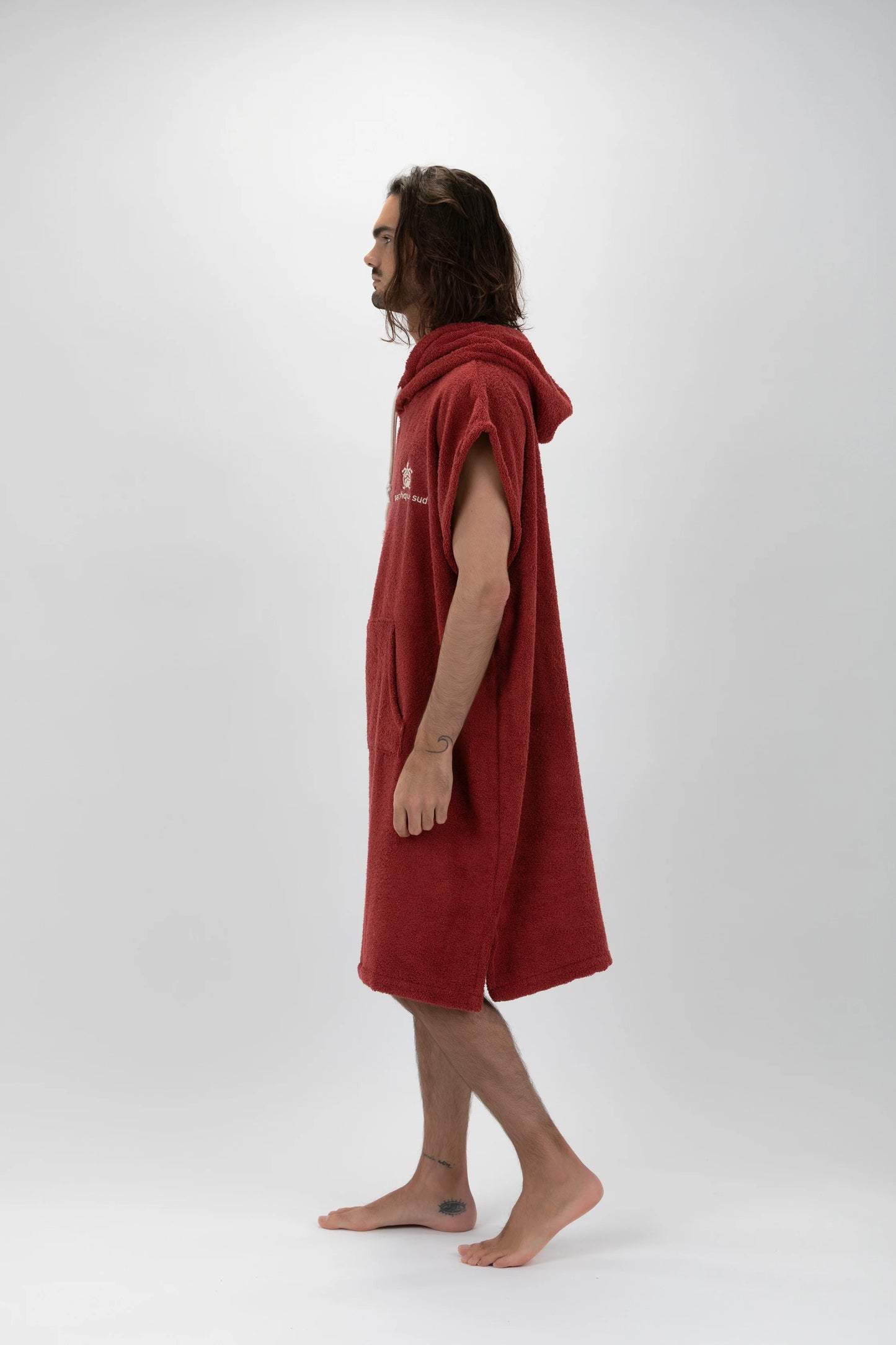 Poncho Surf Bordeaux - Taglia Larga - Cotone - senza maniche
