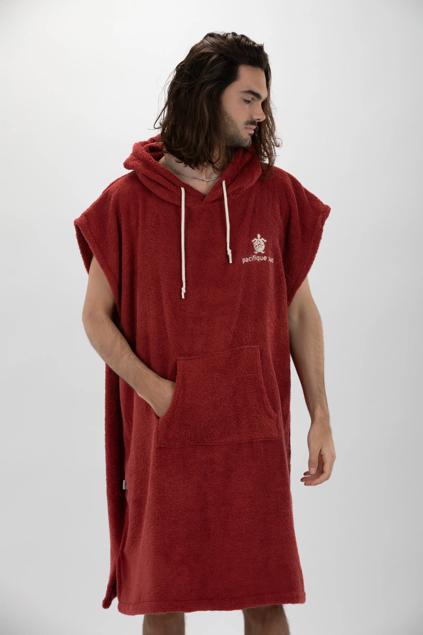 Poncho Surf Bordeaux - Taglia Larga - Cotone - senza maniche
