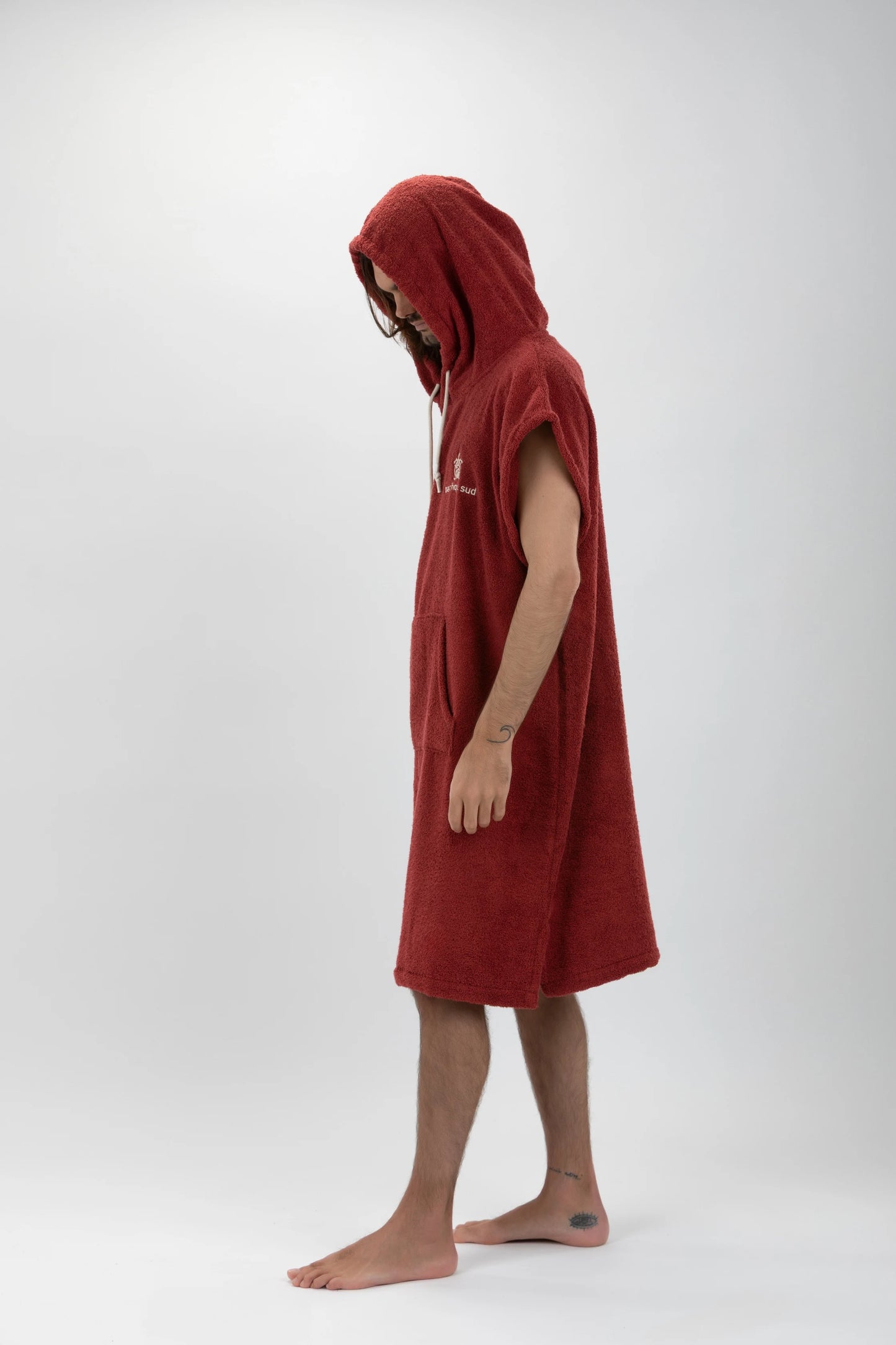 Poncho Surf Bordeaux - Taglia Larga - Cotone - senza maniche
