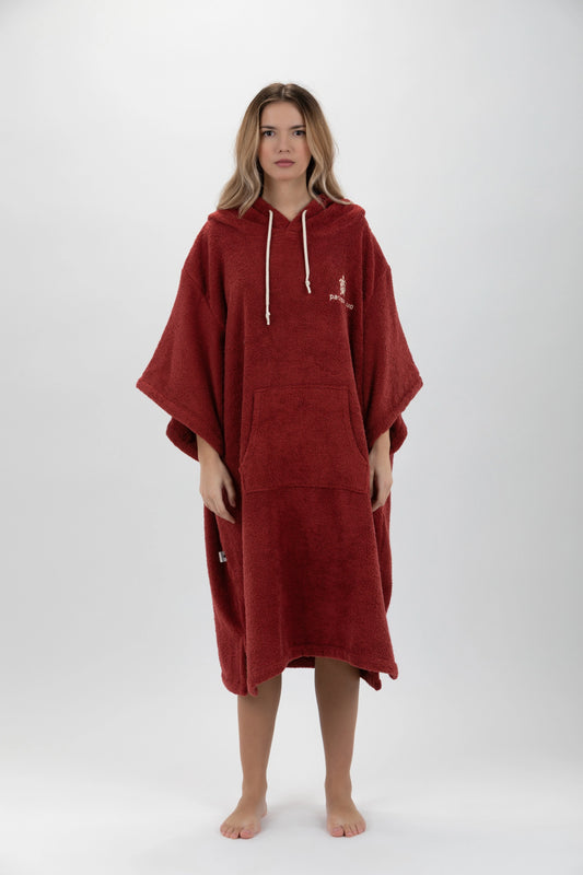 Poncho Surf Bordeaux - One Size - Bomull - med ärmar