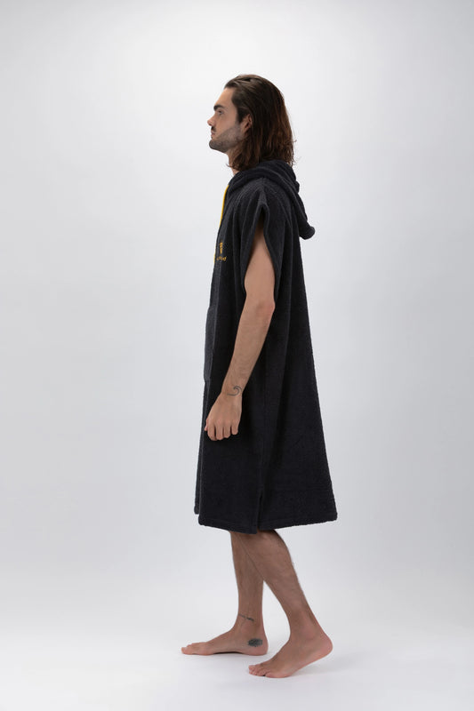 Poncho Surf Gris Foncé - Grande Taille - Coton - Sans Manches
