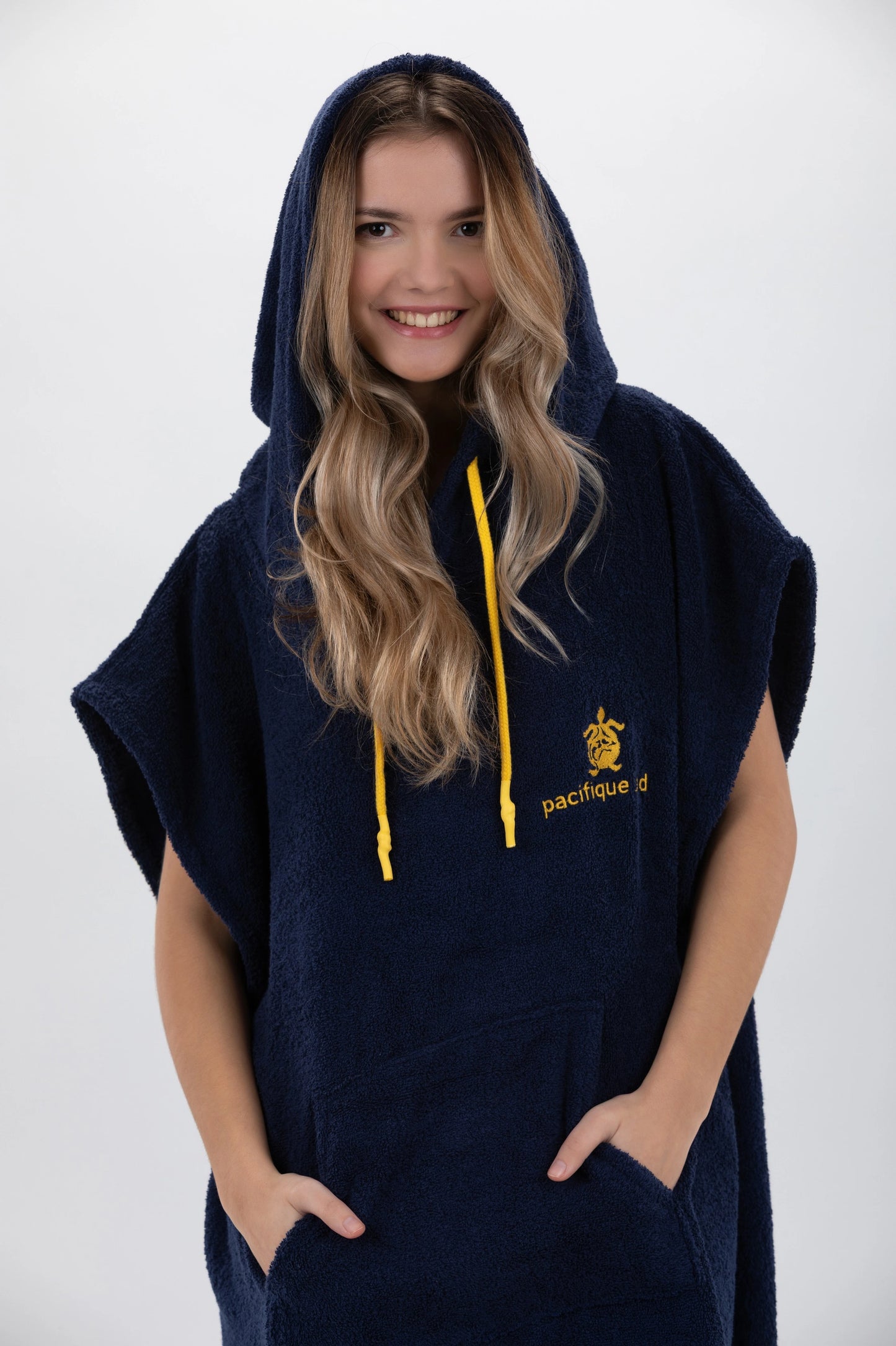 Poncho Surf Mörkblå - One Size - Bomull - med ärmar