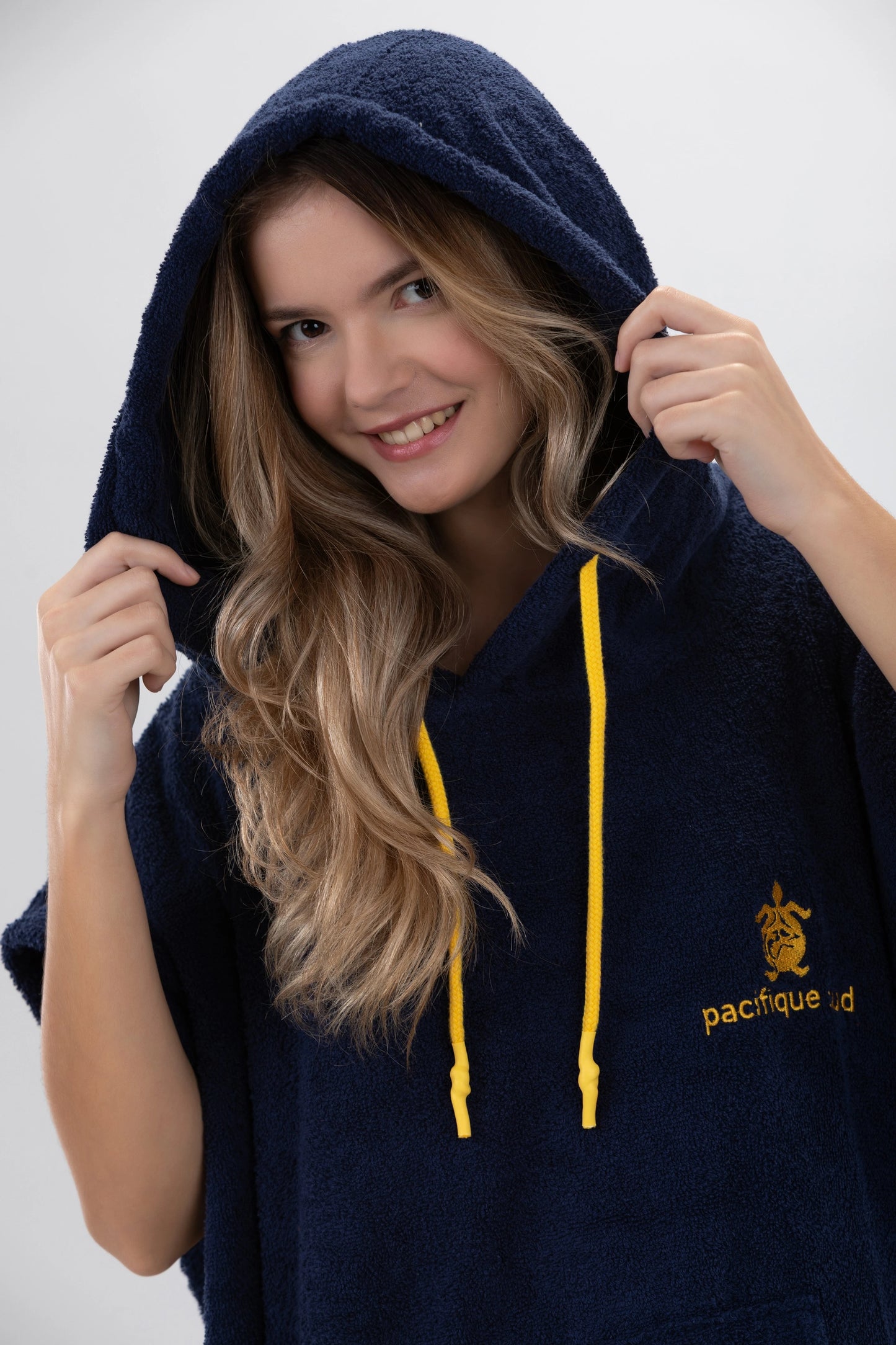 Poncho Surf Mörkblå - One Size - Bomull - med ärmar