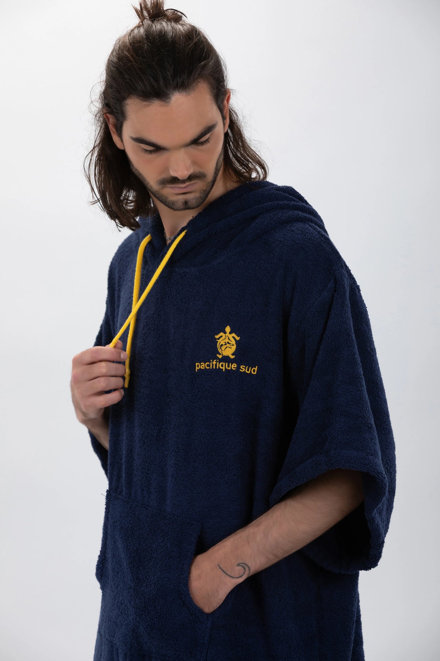 Poncho Surf Mörkblå - One Size - Bomull - med ärmar
