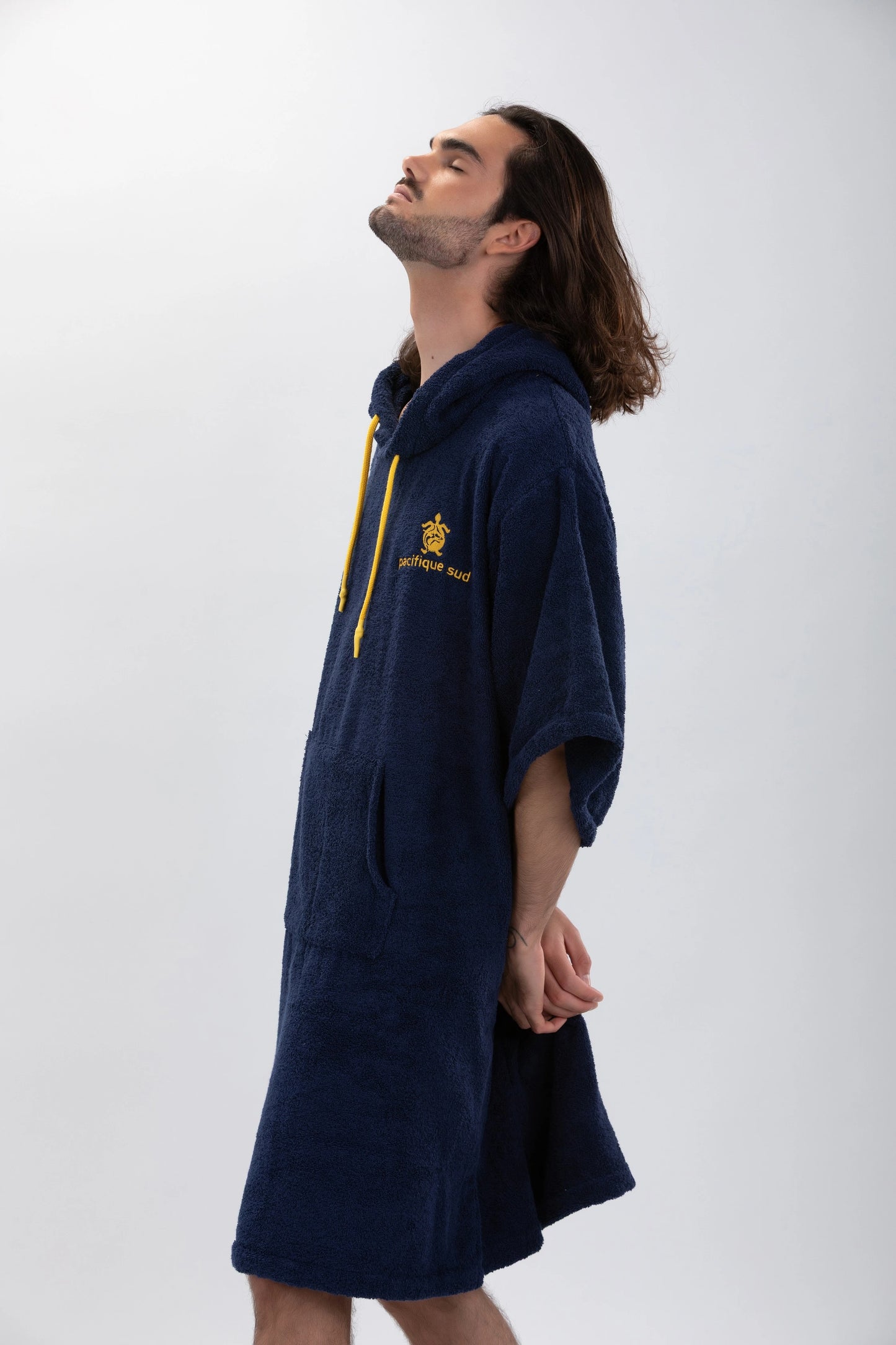 Poncho Surf Mörkblå - One Size - Bomull - med ärmar