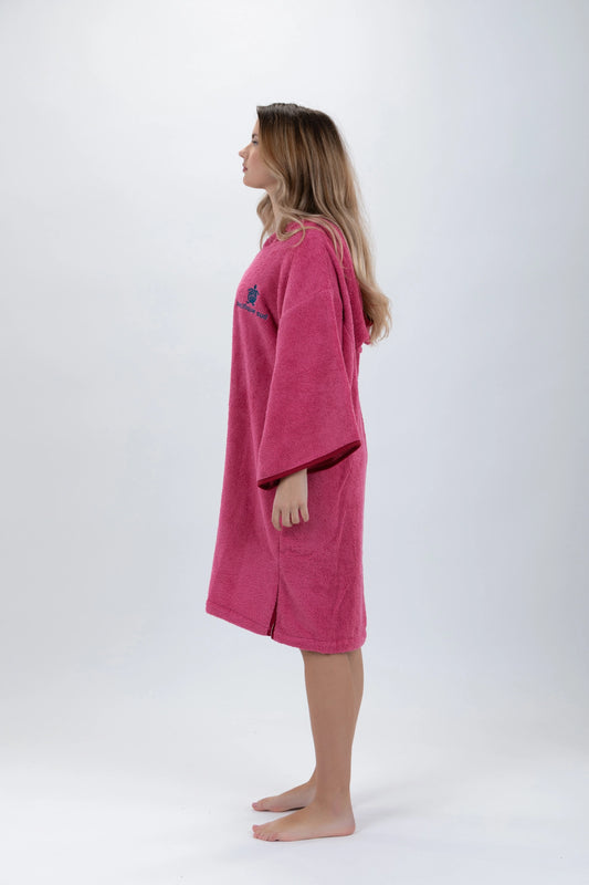 Poncho Surf Rose - Taille Unique - Coton - avec manches
