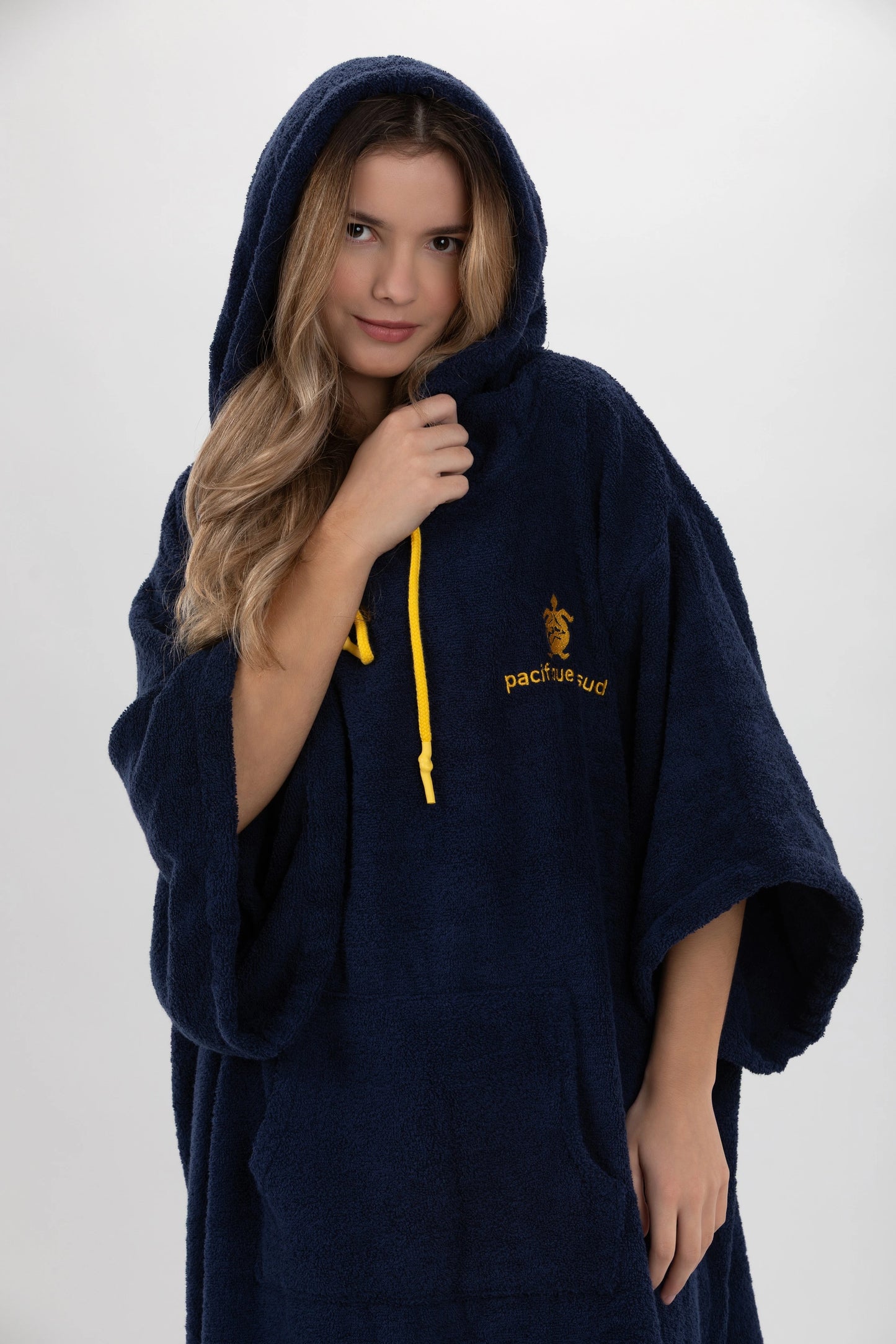 Poncho Surf Mörkblå - One Size - Bomull - med ärmar