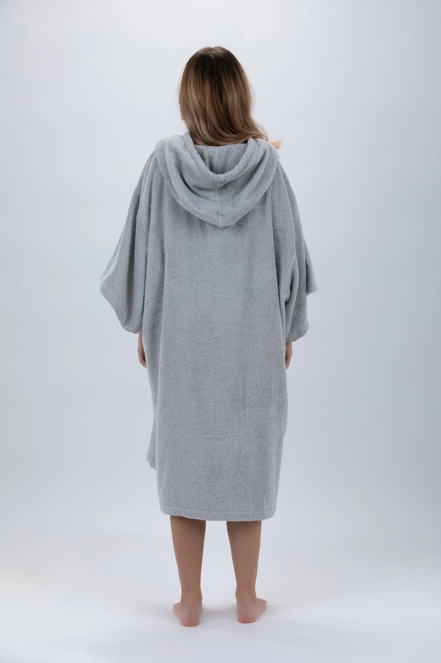 Világosszürke Poncho Surf - Egységes méret - Pamut - ujjakkal