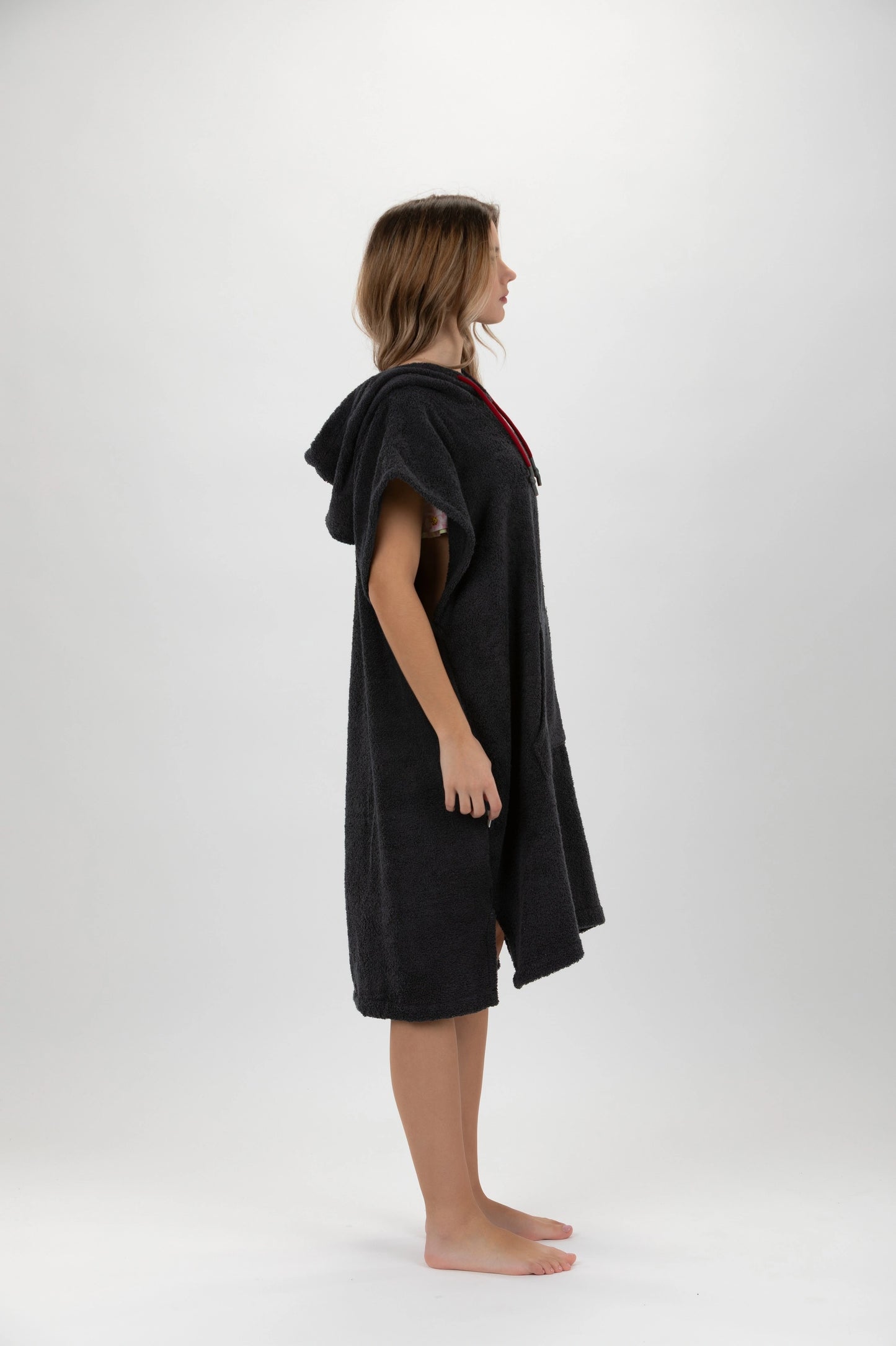Poncho Surf Mörkgrå - Medium Storlek - Bomull - utan ärmar