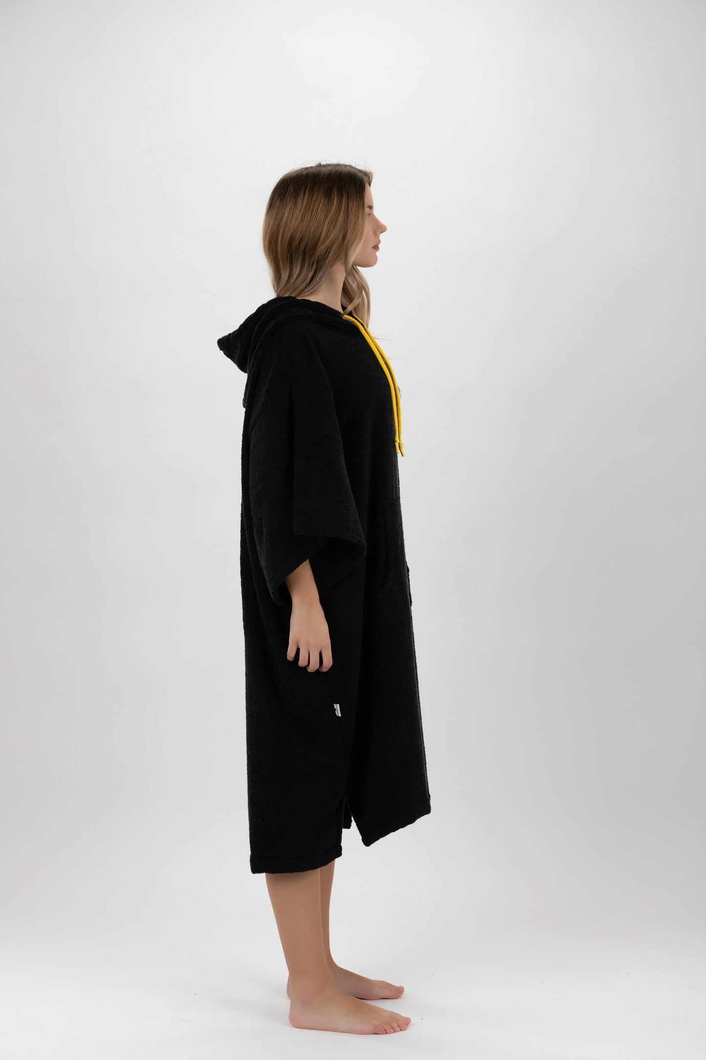 Surf Poncho Nero - Taglia Unica - Tencel - Con maniche