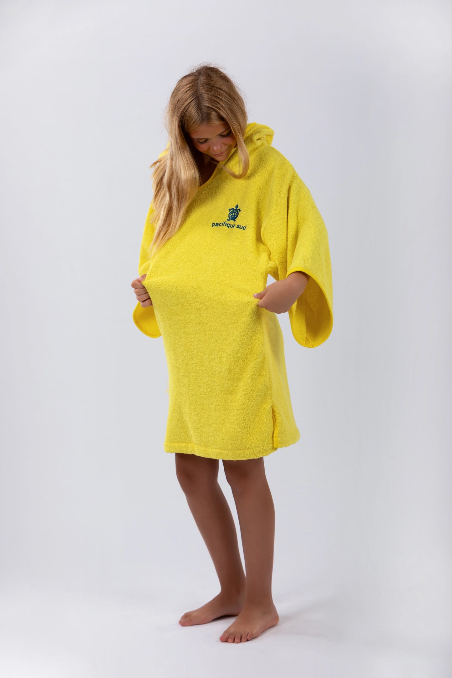 Poncho Surf Kids - Amarelo - Algodão - Com mangas