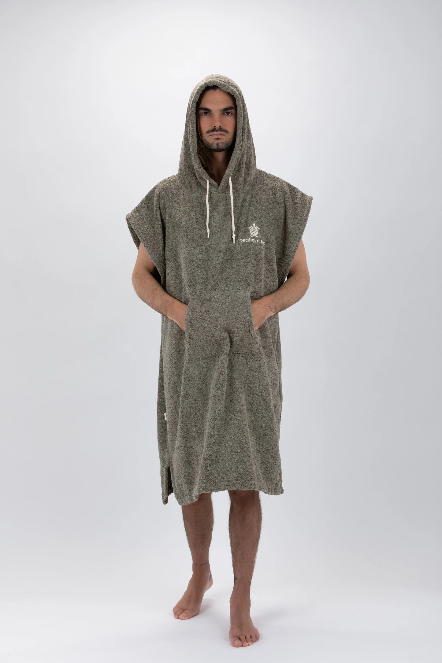 Poncho Surf Verde - Taglia Larga - Cotone - senza maniche