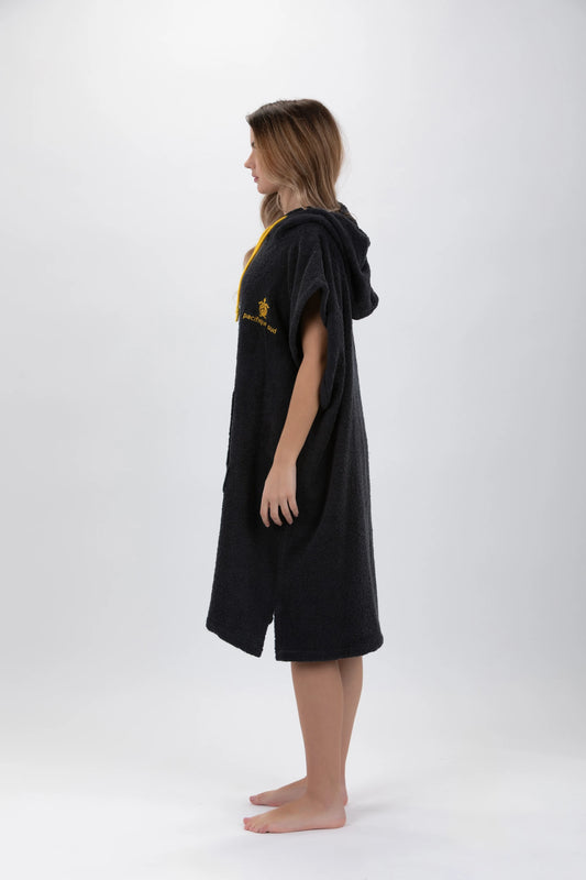 Poncho de Surf Gris Foncé - Taille Moyenne - Coton - Sans Manches