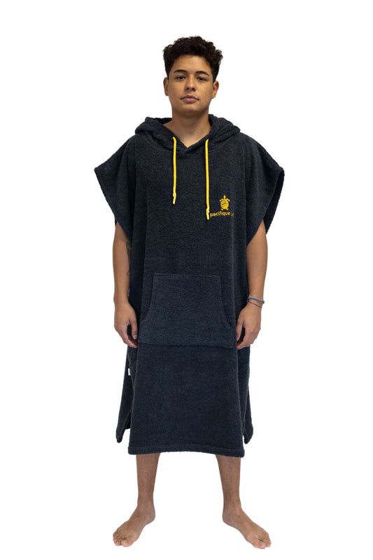 Poncho de Surf Gris Oscuro - Talla Grande - Algodón - Sin Mangas