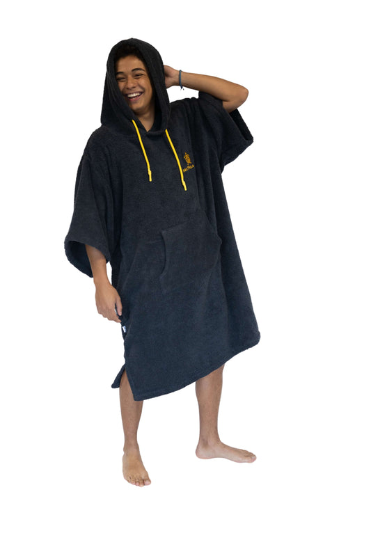 Dark Gray Surf Poncho - One Size - Cotton - With sleeves