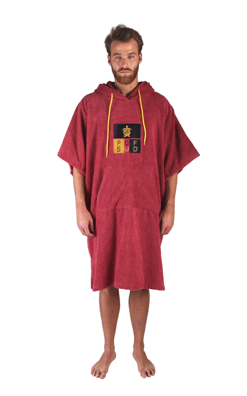 Poncho Surf Bordô - Tamanho Único - Algodão - com mangas