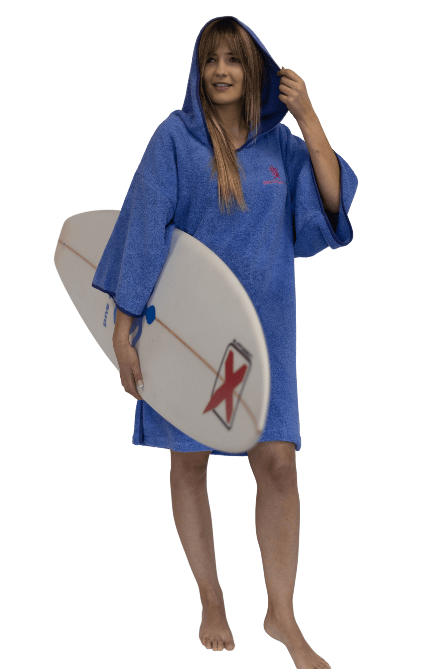 Poncho Surf Roxo com mangas, algodão