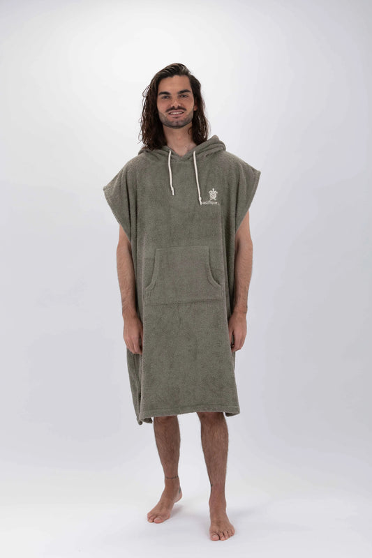 Poncho Surf Vert - Grande Taille - Coton - Sans Manches