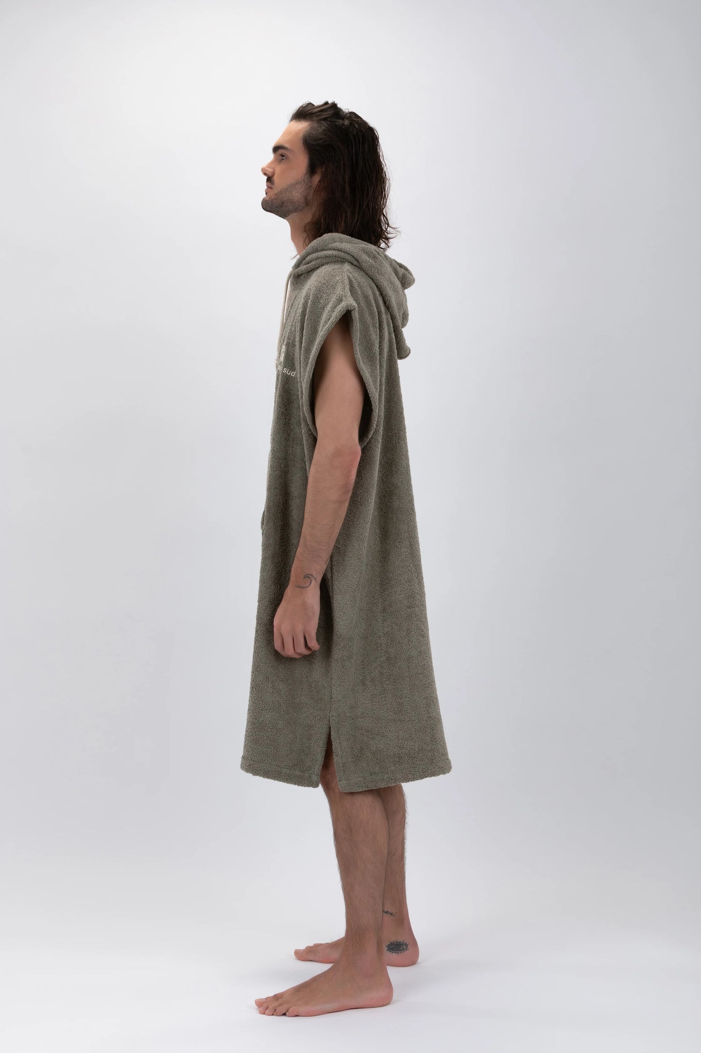 Poncho Surf Verde - Taglia Larga - Cotone - senza maniche