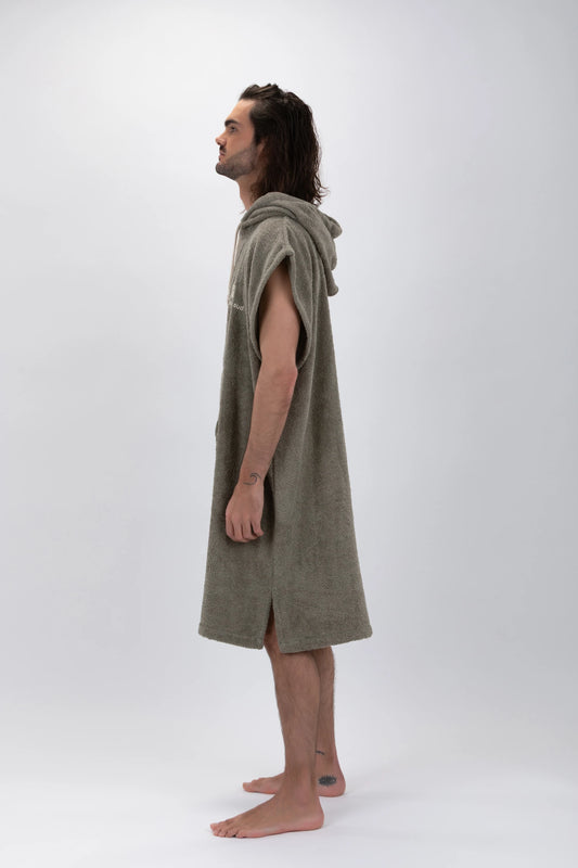Poncho Surf Vert - Grande Taille - Coton - Sans Manches