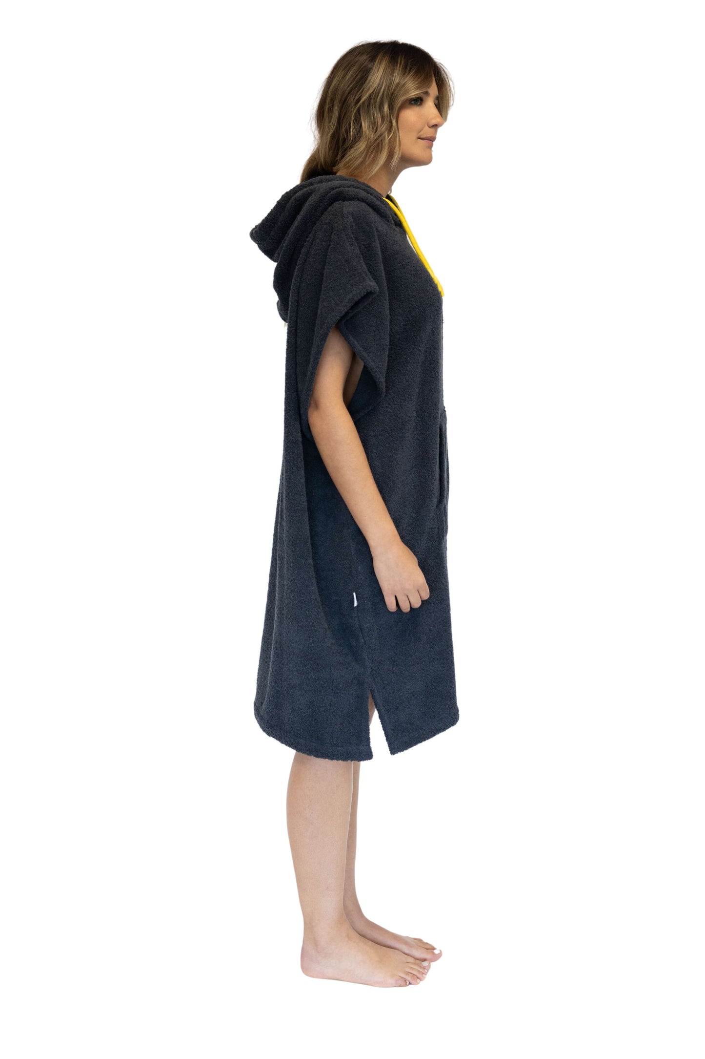 Poncho de Surf Gris Foncé - Taille Moyenne - Coton - Sans Manches